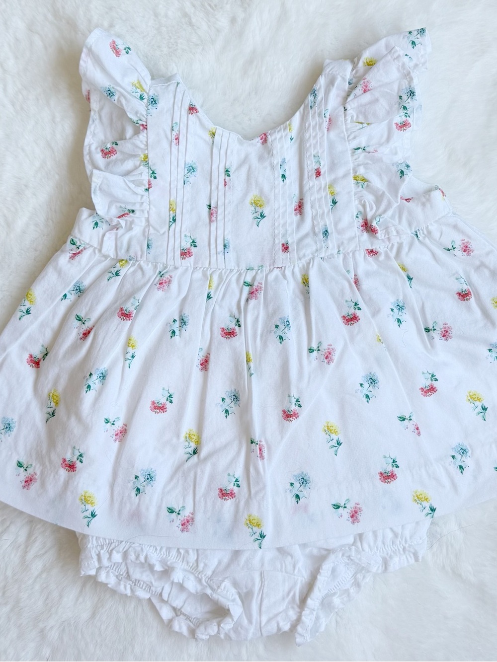 Janie and Jack Baby Girl White Ruffle Floral Dress